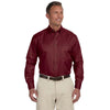 Harriton Men's Wine Easy Blend Long-Sleeve Twill Shirt with Stain-Release