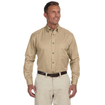Harriton Men's Stone Tall Easy Blend Long-Sleeve Twill Shirt with Stain-Release