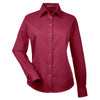 Harriton Women's Wine Easy Blend Long-Sleeve Twill Shirt with Stain-Release