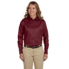 Harriton Women's Wine Easy Blend Long-Sleeve Twill Shirt with Stain-Release