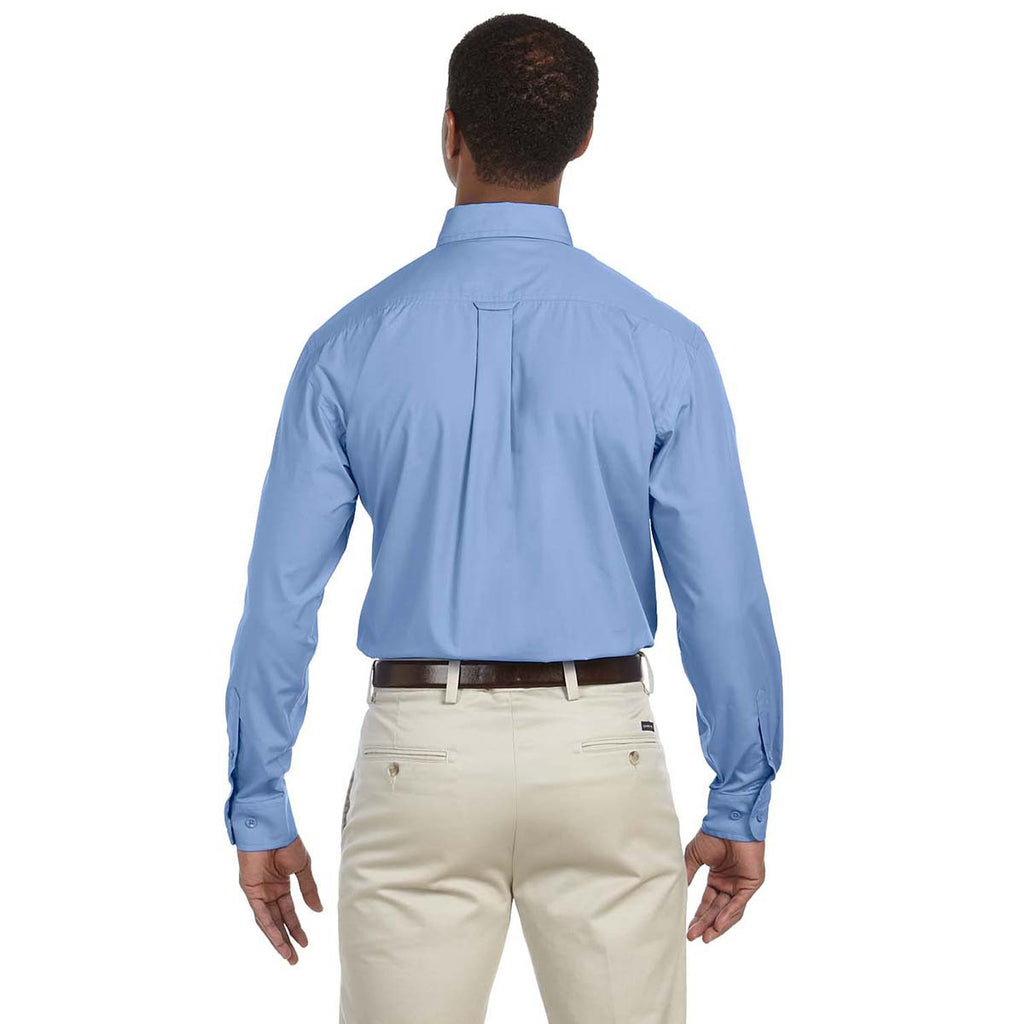 Harriton Men's Light College Blue 3.1 oz. Essential Poplin