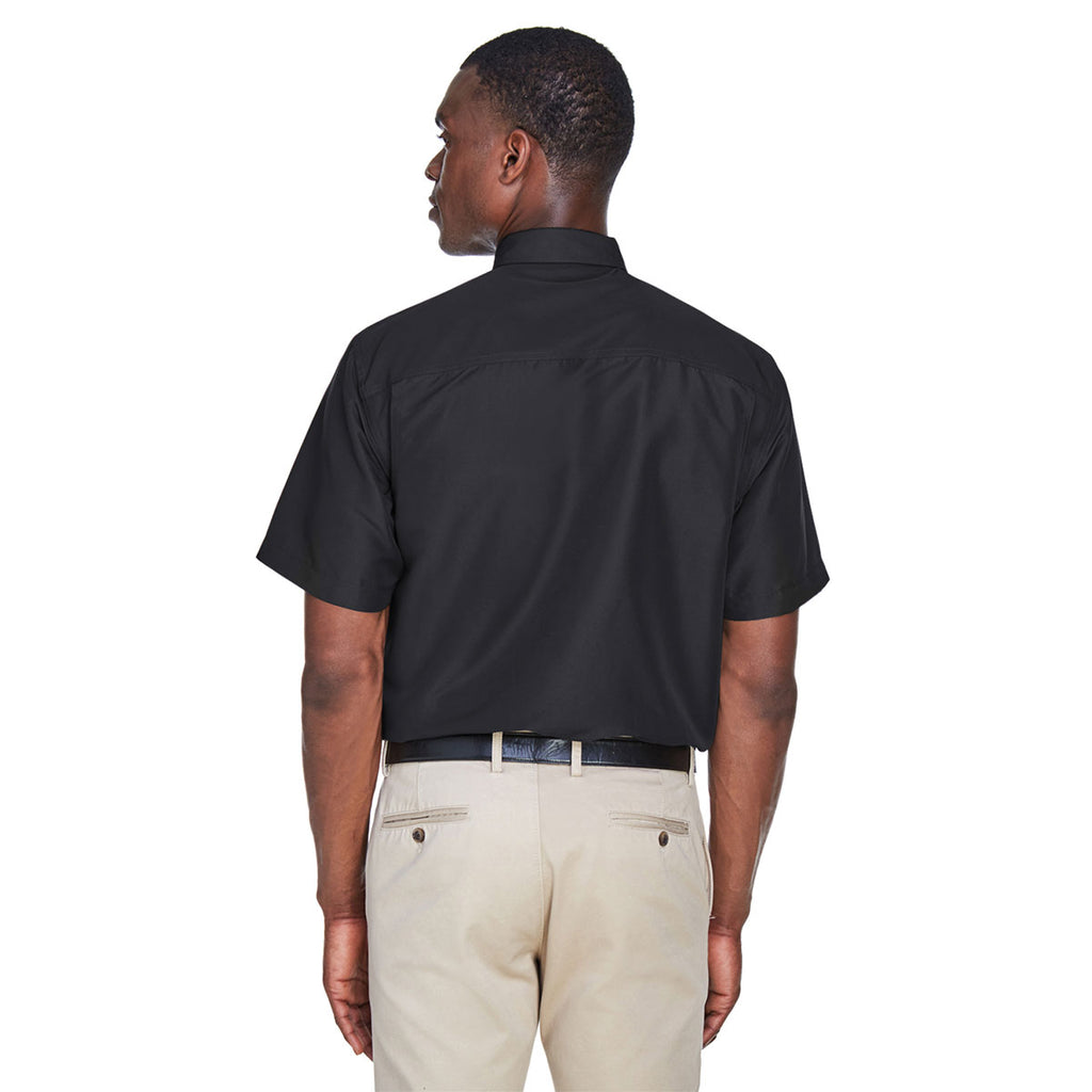 Harriton Men's Black Key West Short-Sleeve Performance Staff Shirt