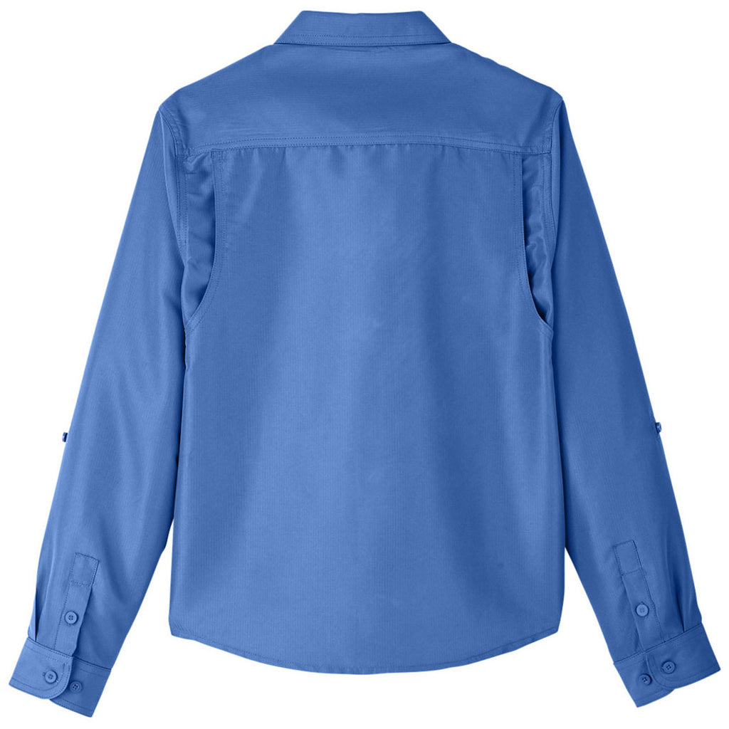 Harriton Women's Pool Blue Key West Long-Sleeve Performance Staff Shirt