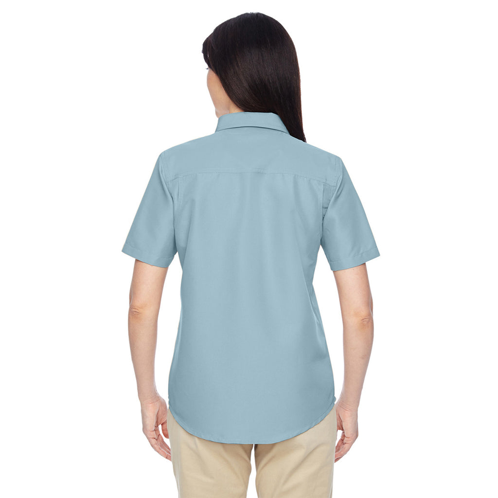 Harriton Women's Cloud Blue Key West Short-Sleeve Performance Staff Shirt
