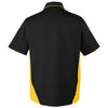 Harriton Men's Black/ Sunray Yellow Flash Colorblock Short Sleeve Shirt
