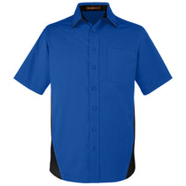 Harriton Men's True Royal/Black Flash Colorblock Short Sleeve Shirt