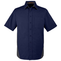 Harriton Men's Dark Navy/Dark Charcoal Tall Flash Colorblock Short Sleeve Shirt