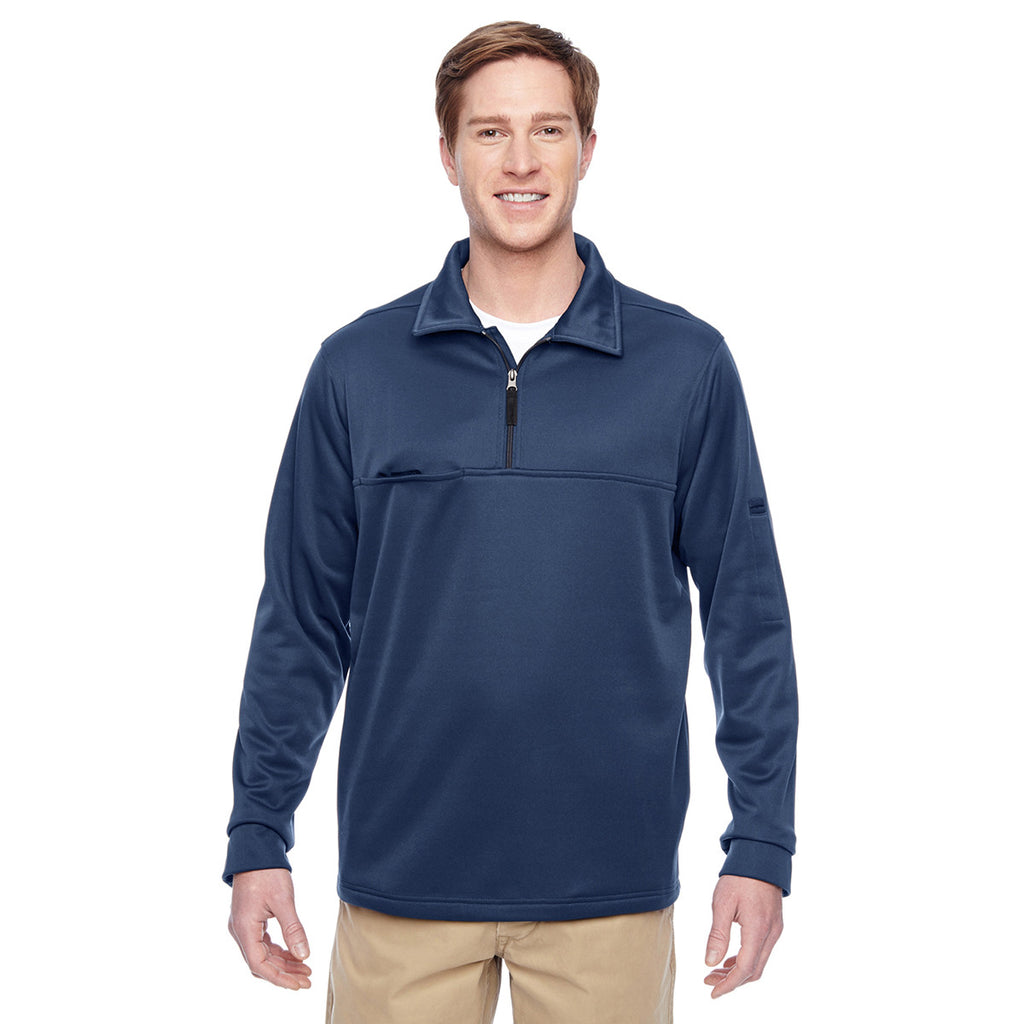 Harriton Men's Dark Navy Task Performance Fleece Quarter-Zip Jacket