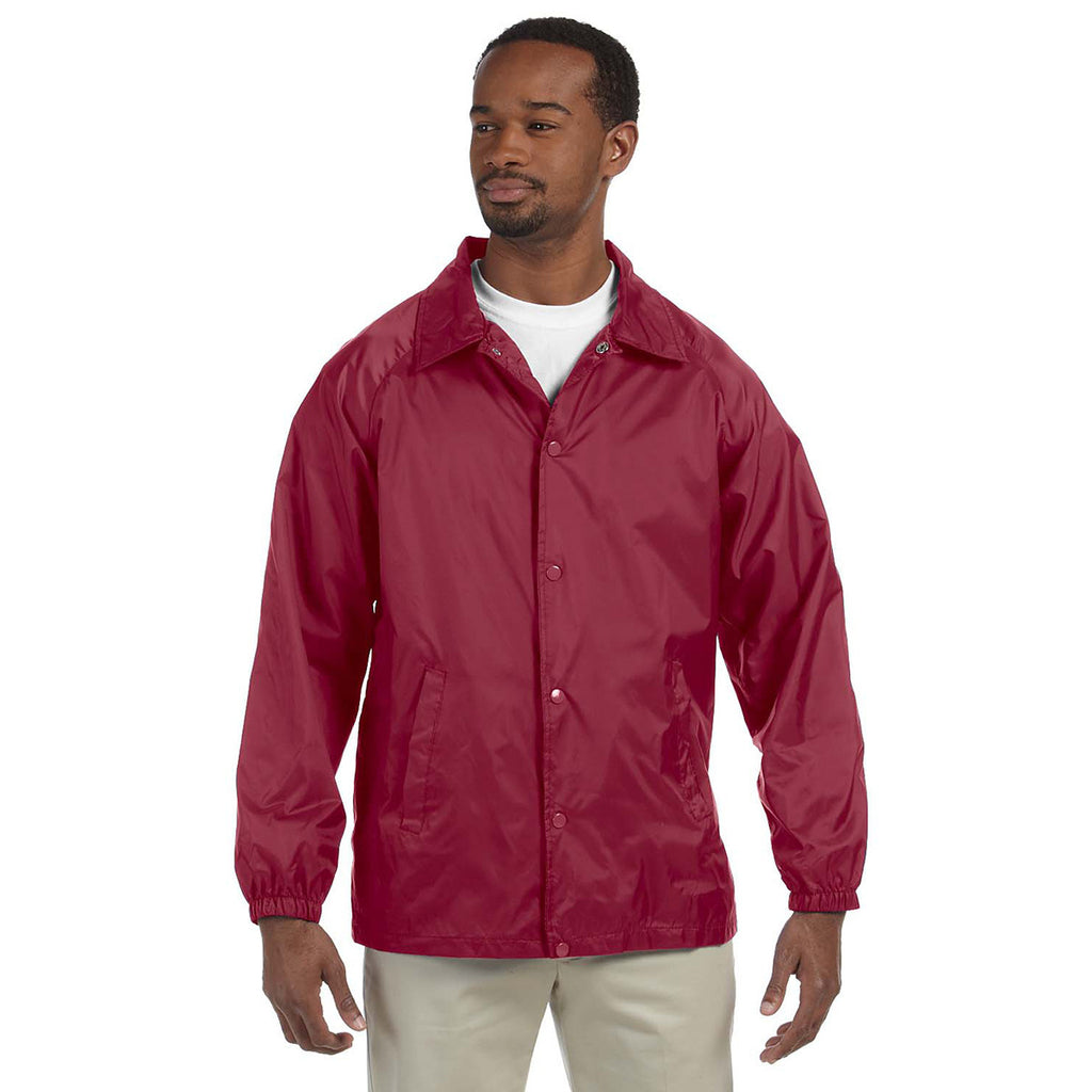 Harriton Men's Maroon Nylon Staff Jacket