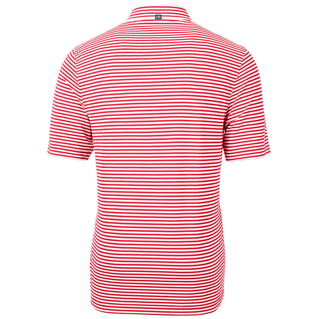 Cutter & Buck Men's Red Virtue Eco Pique Stripped Recycled Polo