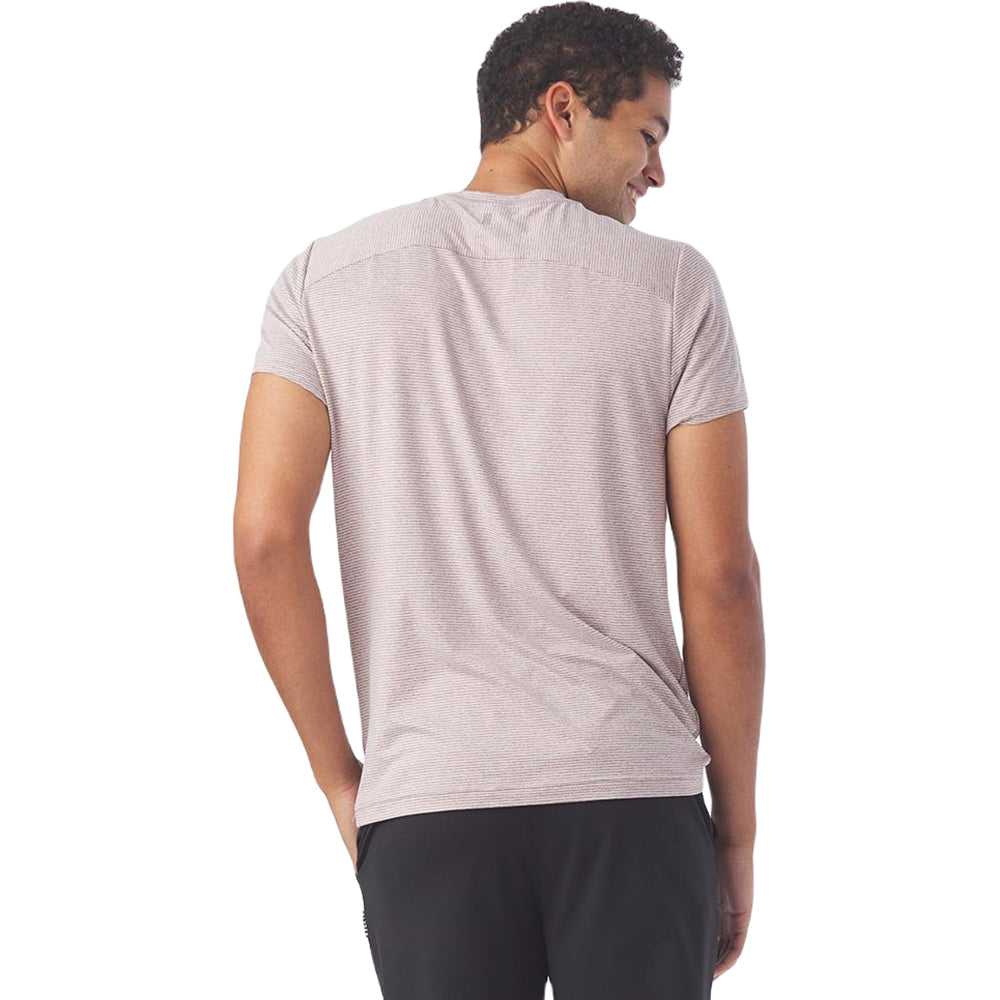 Glyder Men's Mauve Heather and White Stripe Salton Short Sleeve