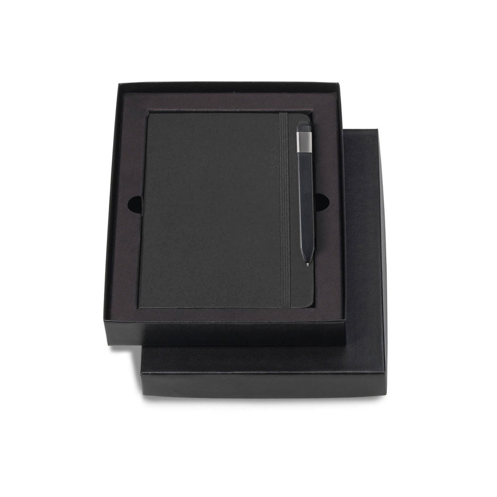 Moleskine Gift Set with Black Large Hard Cover Ruled Notebook and Black Pen (5" x 8.25")