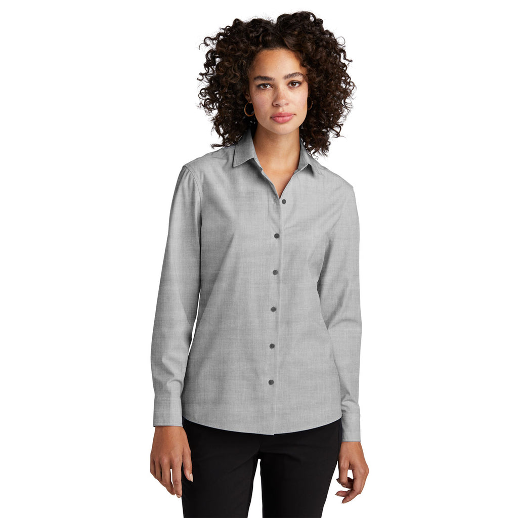 Mercer+Mettle Women's Gusty Grey End On End Long Sleeve Stretch Woven Shirt