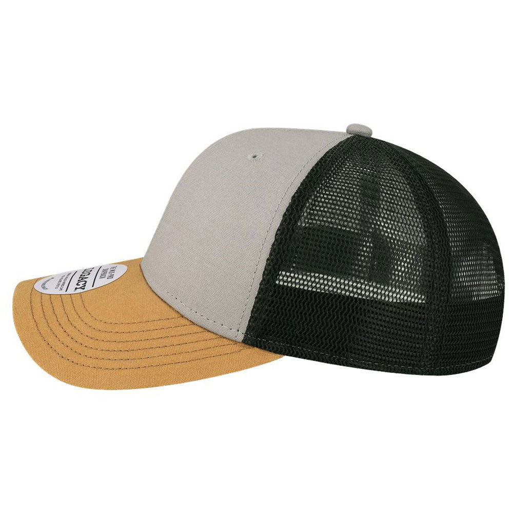 Legacy Grey/Caramel/Black Mid-Pro Snapback Trucker Cap