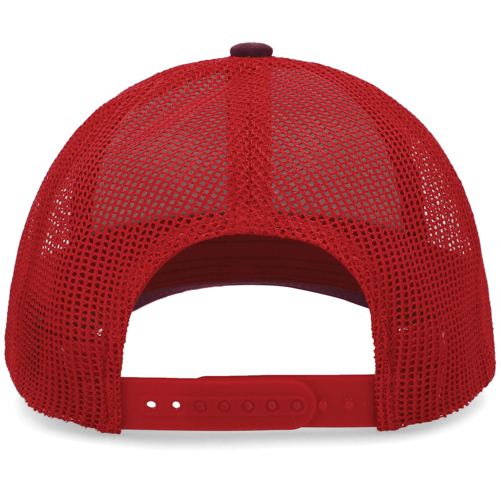 Pacific Headwear Maroon/Red/Maroon Low-Pro Trucker Cap