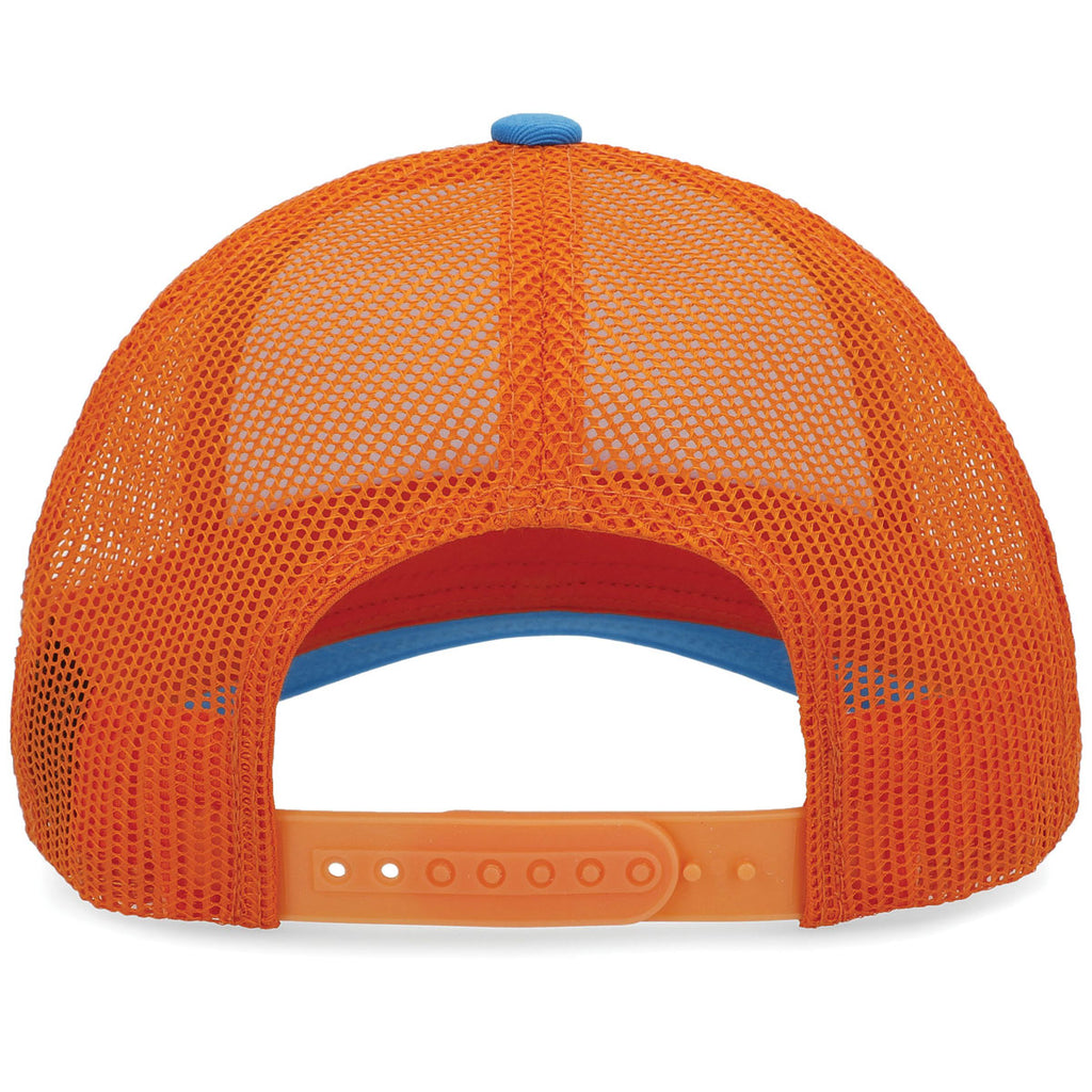 Pacific Headwear White/Neon Orange/Panther Teal Low-Pro Trucker Cap