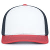 Pacific Headwear White/Navy/RedContrast Stitch Trucker Pacflex Snapback Cap