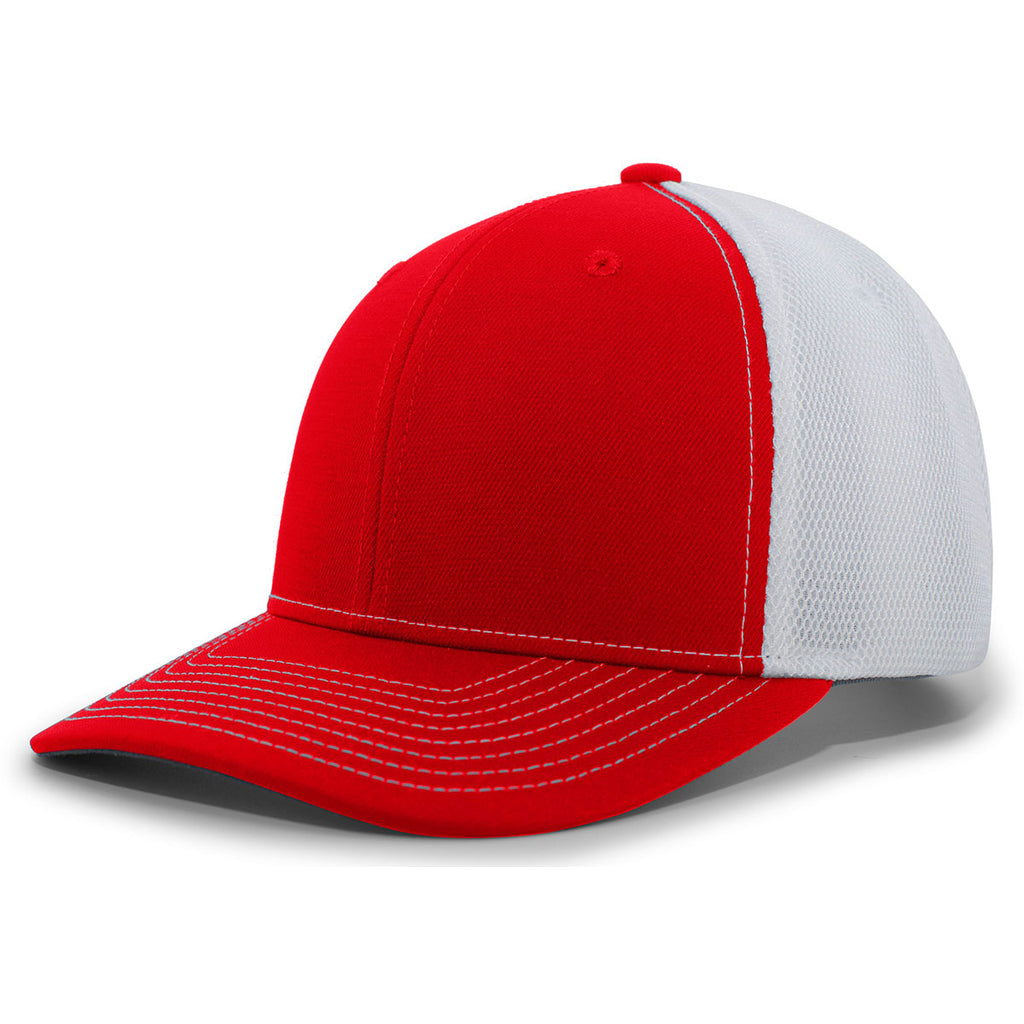Pacific Headwear Red/White/Red Air Mesh Sidline Cap
