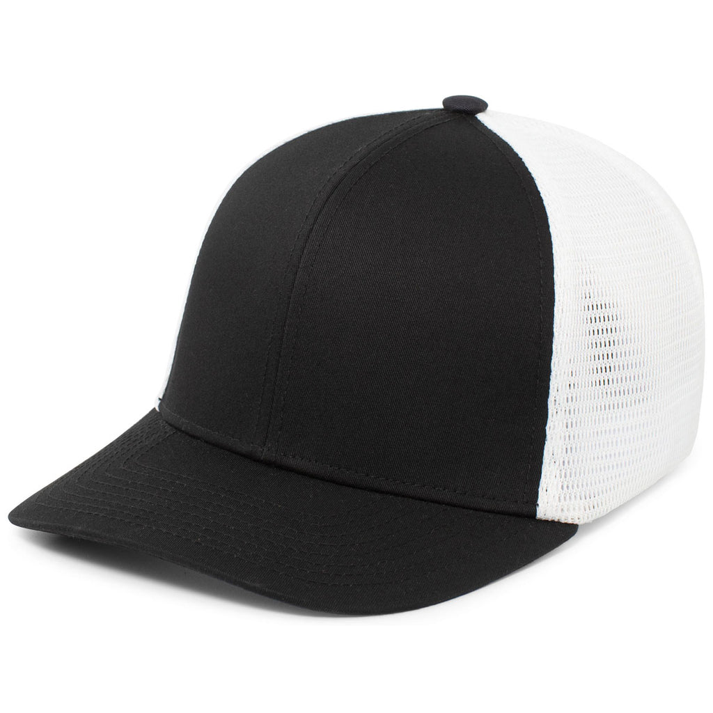 Pacific Headwear Black/White/Black Fusion Trucker Cap