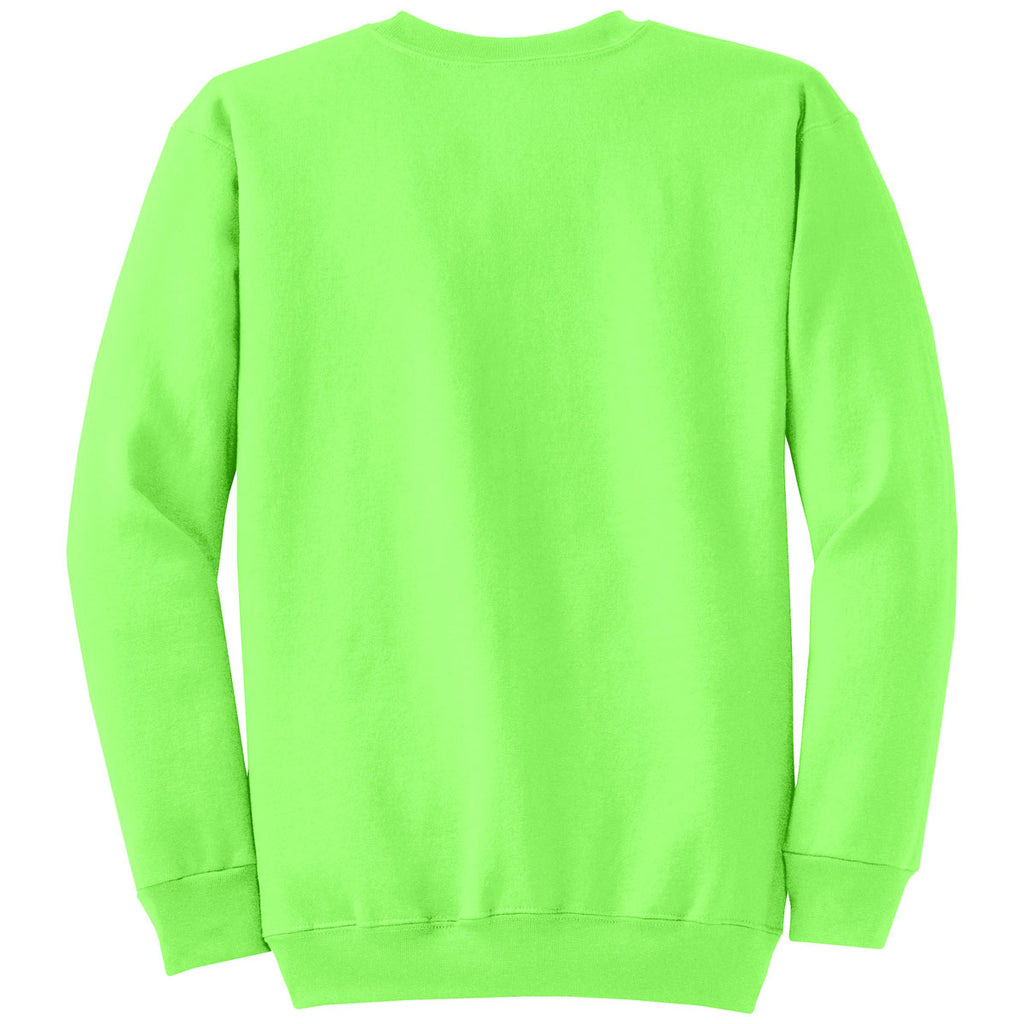 Port & Company Men's Neon Green Core Fleece Crewneck Sweatshirt