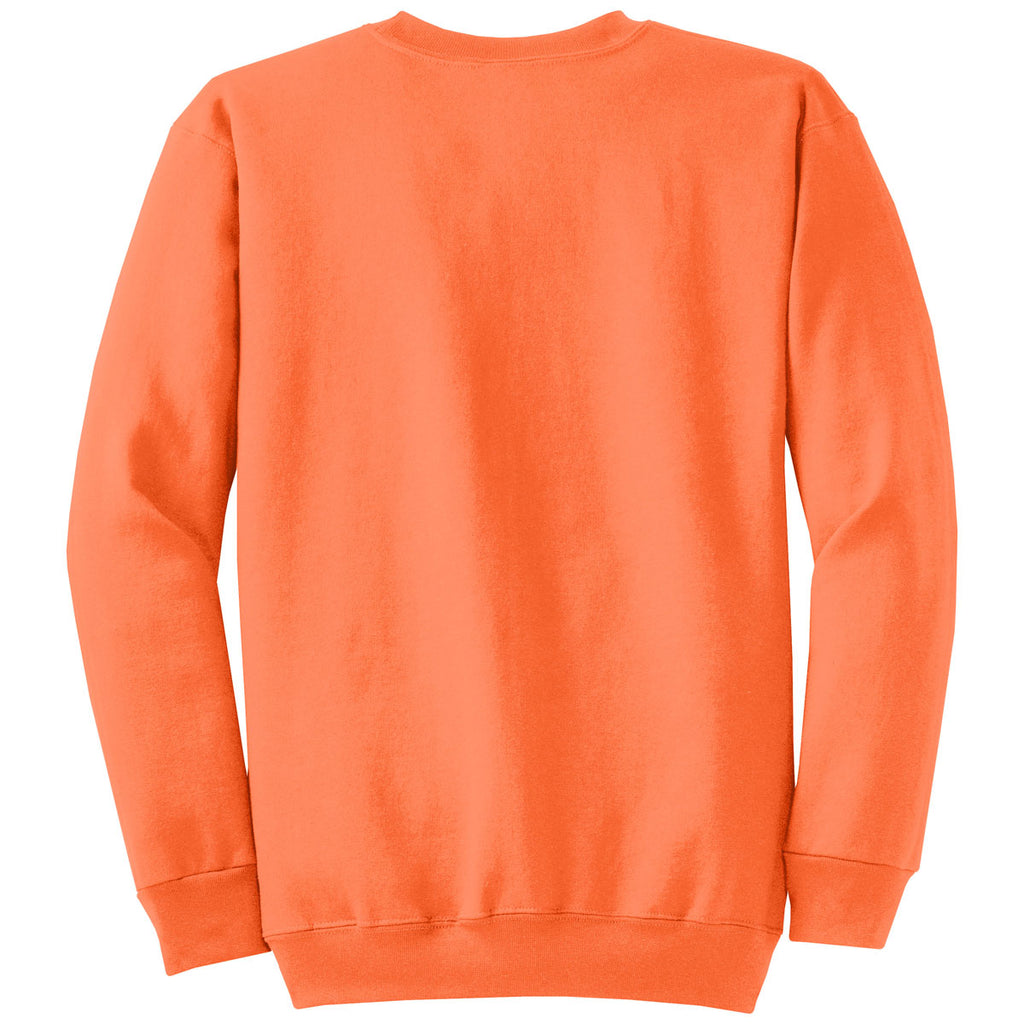 Port & Company Men's Neon Orange Core Fleece Crewneck Sweatshirt