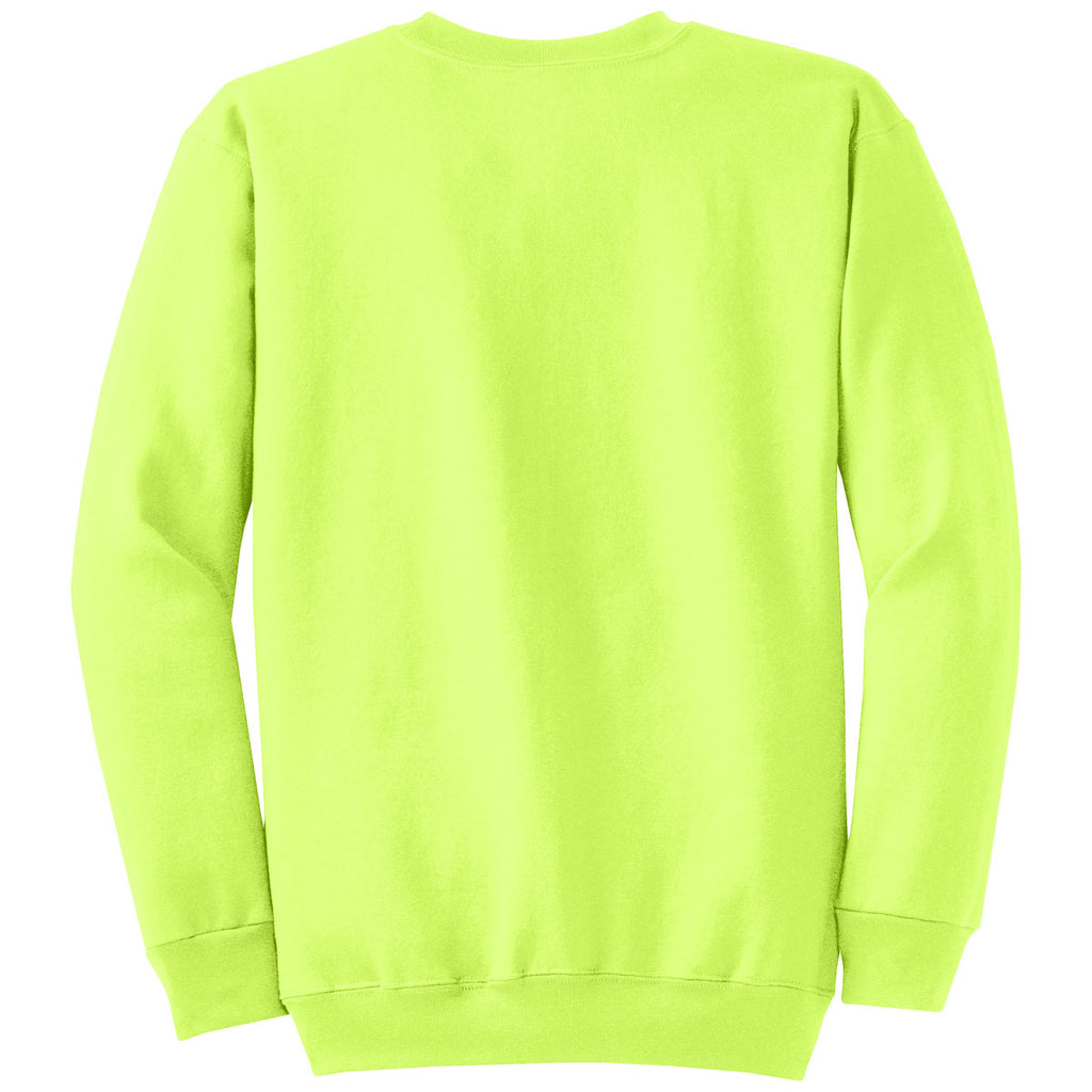 Port & Company Men's Neon Yellow Core Fleece Crewneck Sweatshirt