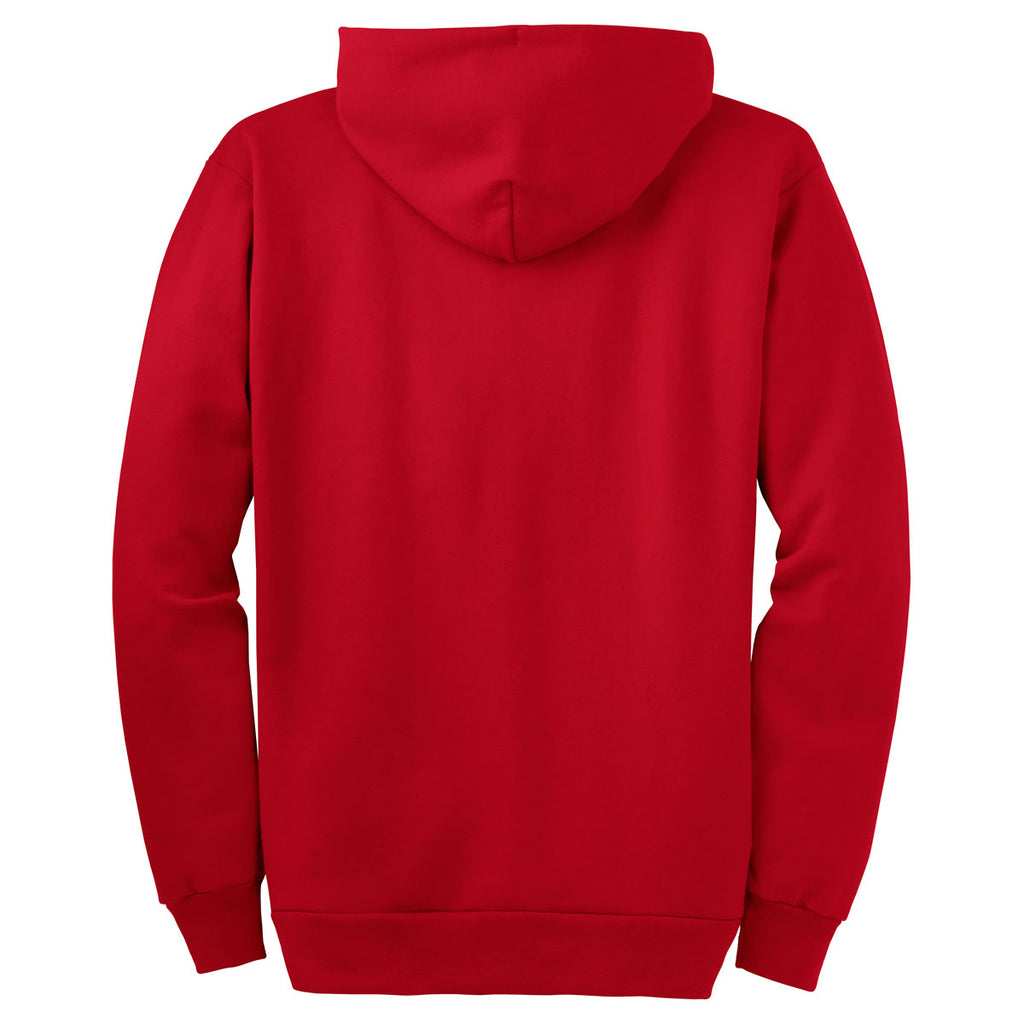 Port & Company Red Ultimate Full Zip Hooded Sweatshirt