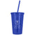 QNCH Translucent Blue CARSON 17 oz. Double Wall Bolero Tumbler with Lid and Matching Straw