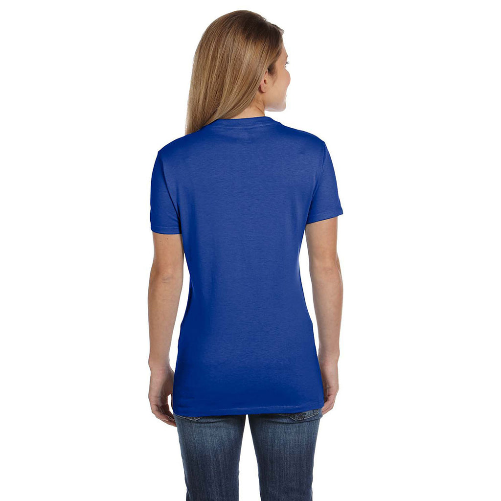 Hanes Women's Deep Royal 4.5 oz. 100% Ringspun Cotton nano-T V-Neck T-Shirt