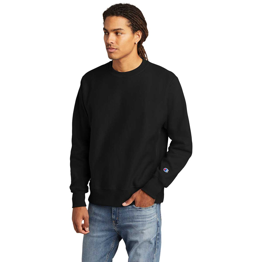 Champion Men's Black Reverse Weave Crewneck Sweatshirt