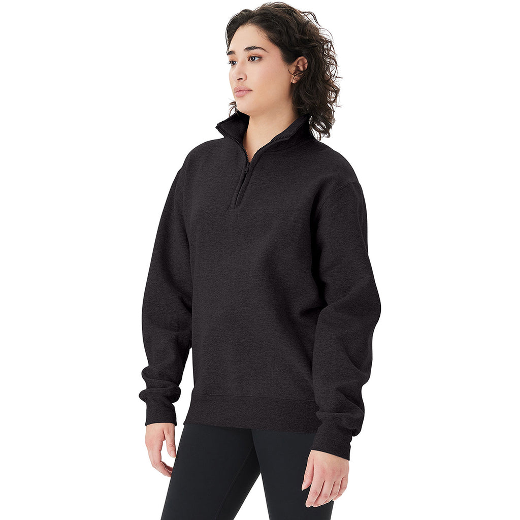 Champion Unisex Black Powerblend Quarter Zip-Sweatshirt