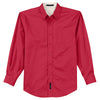 Port Authority Men's Red/Light Stone Extended Size Long Sleeve Easy Care Shirt