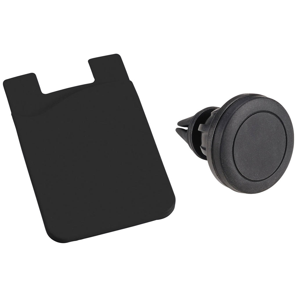 Bullet Black Magnetic Phone Mount with Silicone Wallet