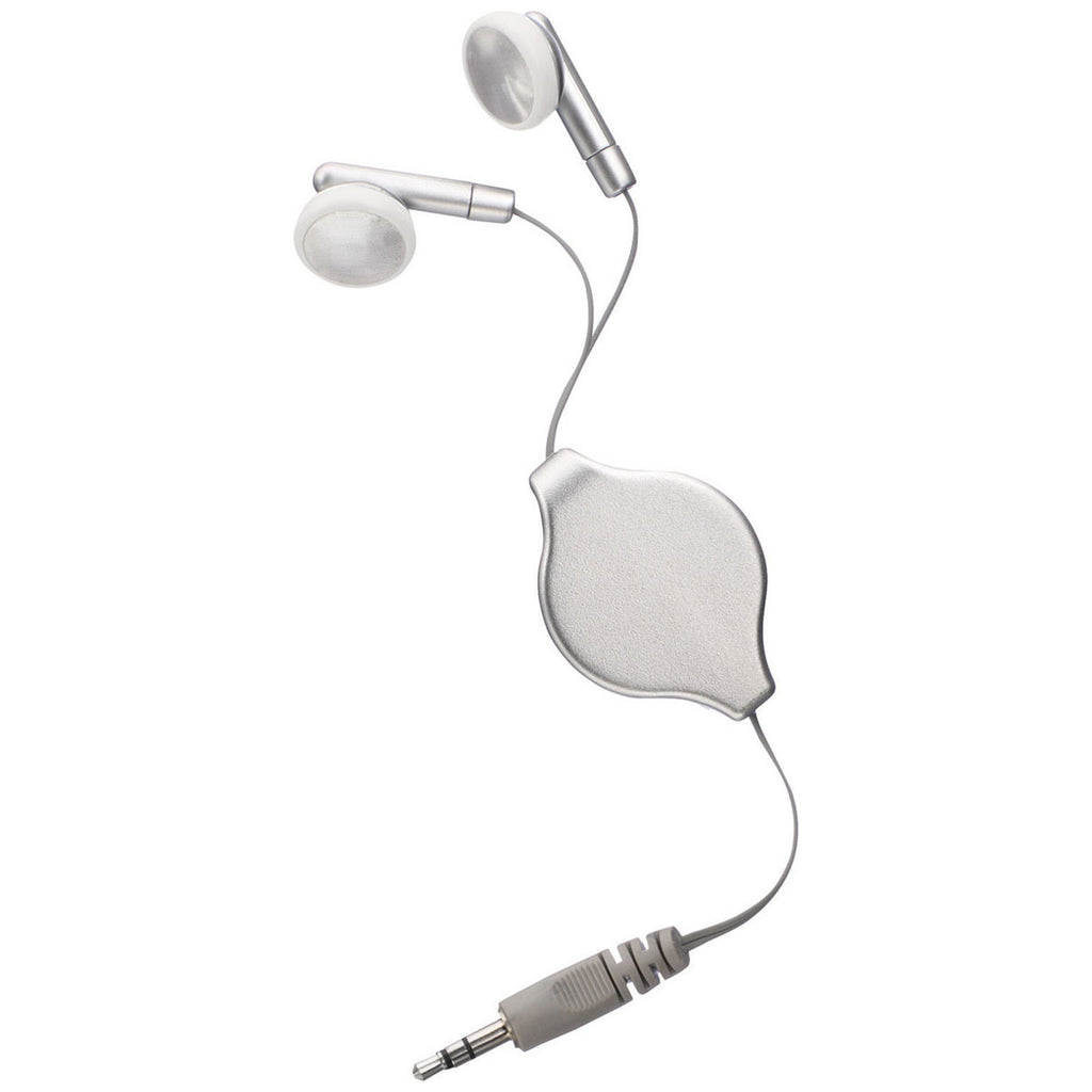 Bullet Silver Retractable Earbuds