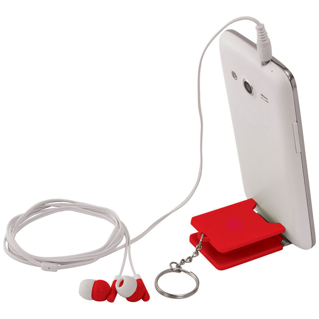 Bullet Red Spectra Earbuds & Mobile Phone Stand