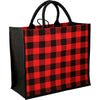 Bullet Red Buffalo Plaid Printed Jute Tote