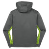 Sport-Tek Men's Dark Smoke Grey/ Lime Shock Sport-Wick CamoHex Fleece Colorblock Hooded Pullover