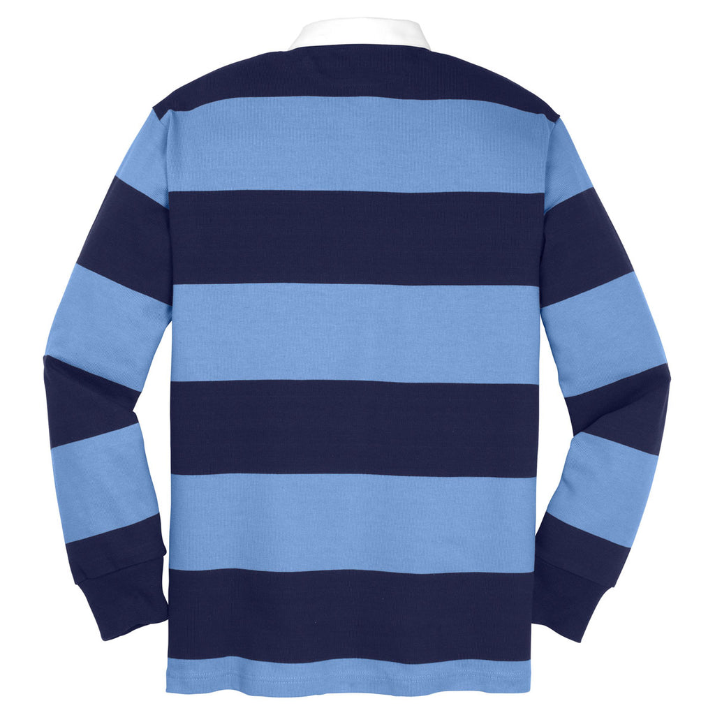 Sport-Tek Men's True Navy/Carolina Blue Classic Long Sleeve Rugby Polo