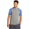 Sport-Tek Men's True Royal Heather/Light Grey Heather PosiCharge Tri-Blend Wicking Raglan Tee