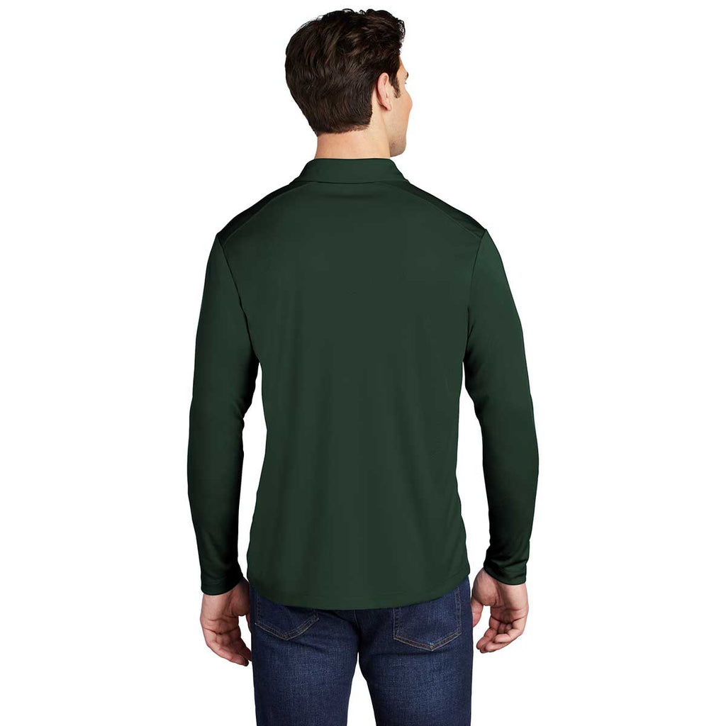 Sport-Tek Men's Forest Green Posi-UV Pro Long Sleeve Polo