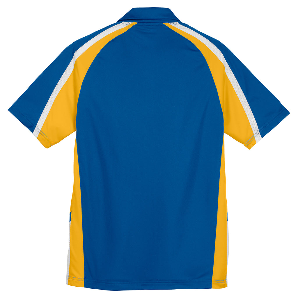 Sport-Tek Men's True Royal/Gold/White Tricolor Micropique Sport-Wick Polo