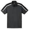 Sport-Tek Men's Iron Grey/Black/White Tricolor Shoulder Micropique Sport-Wick Polo