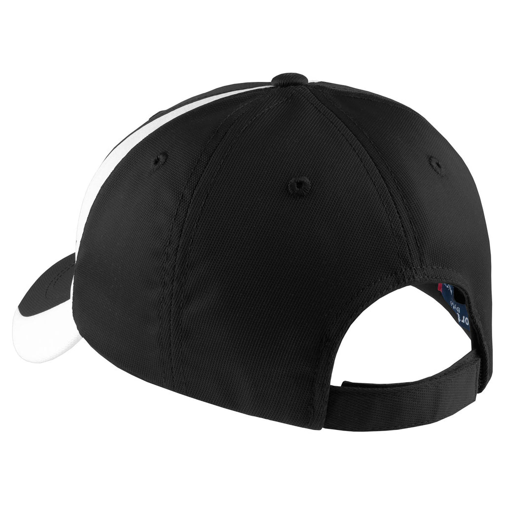 Sport-Tek Black/White Dry Zone Nylon Colorblock Cap