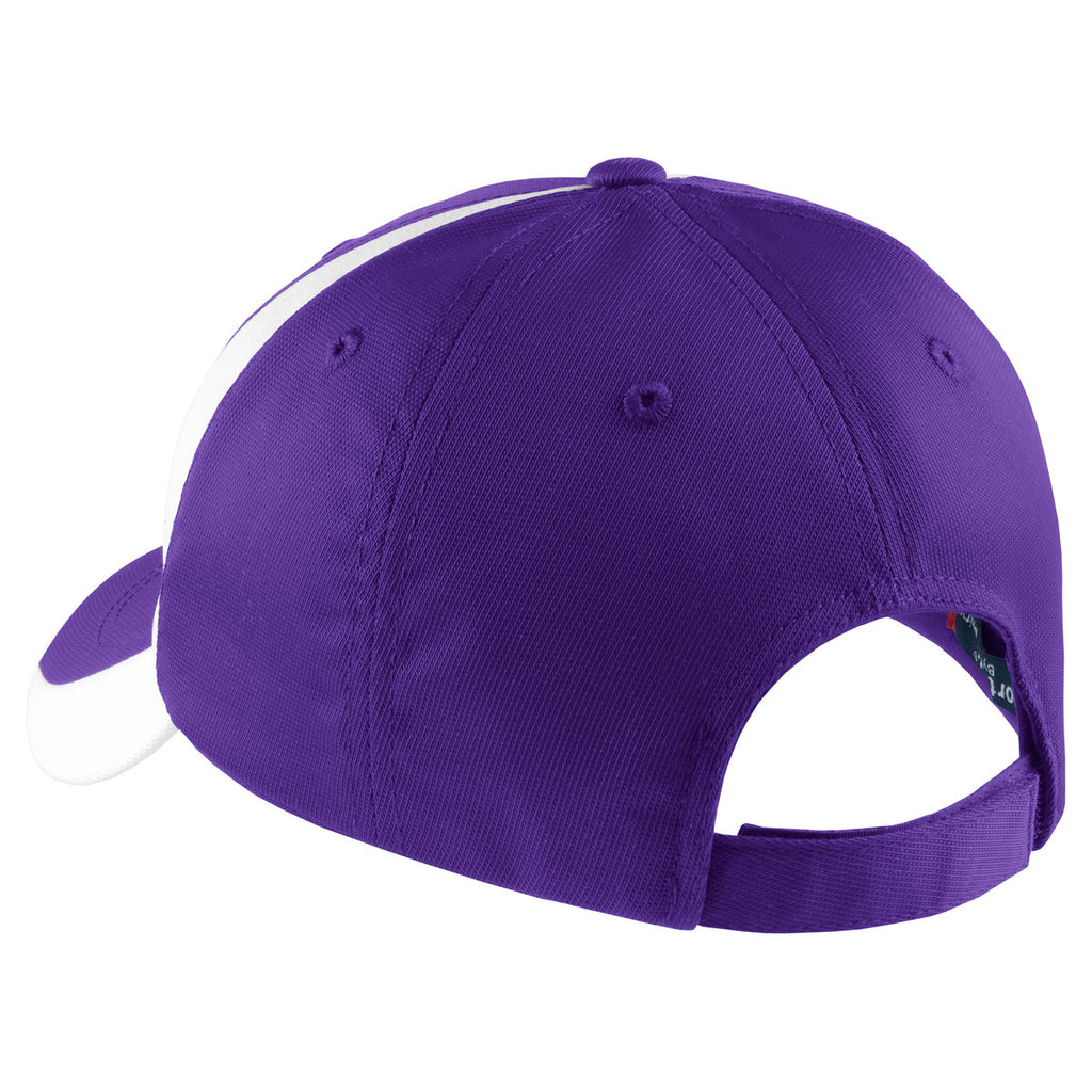 Sport-Tek Purple/White Dry Zone Nylon Colorblock Cap