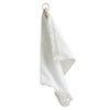 Anvil White Fringed Fingertip Towel with Corner Grommet and Hook