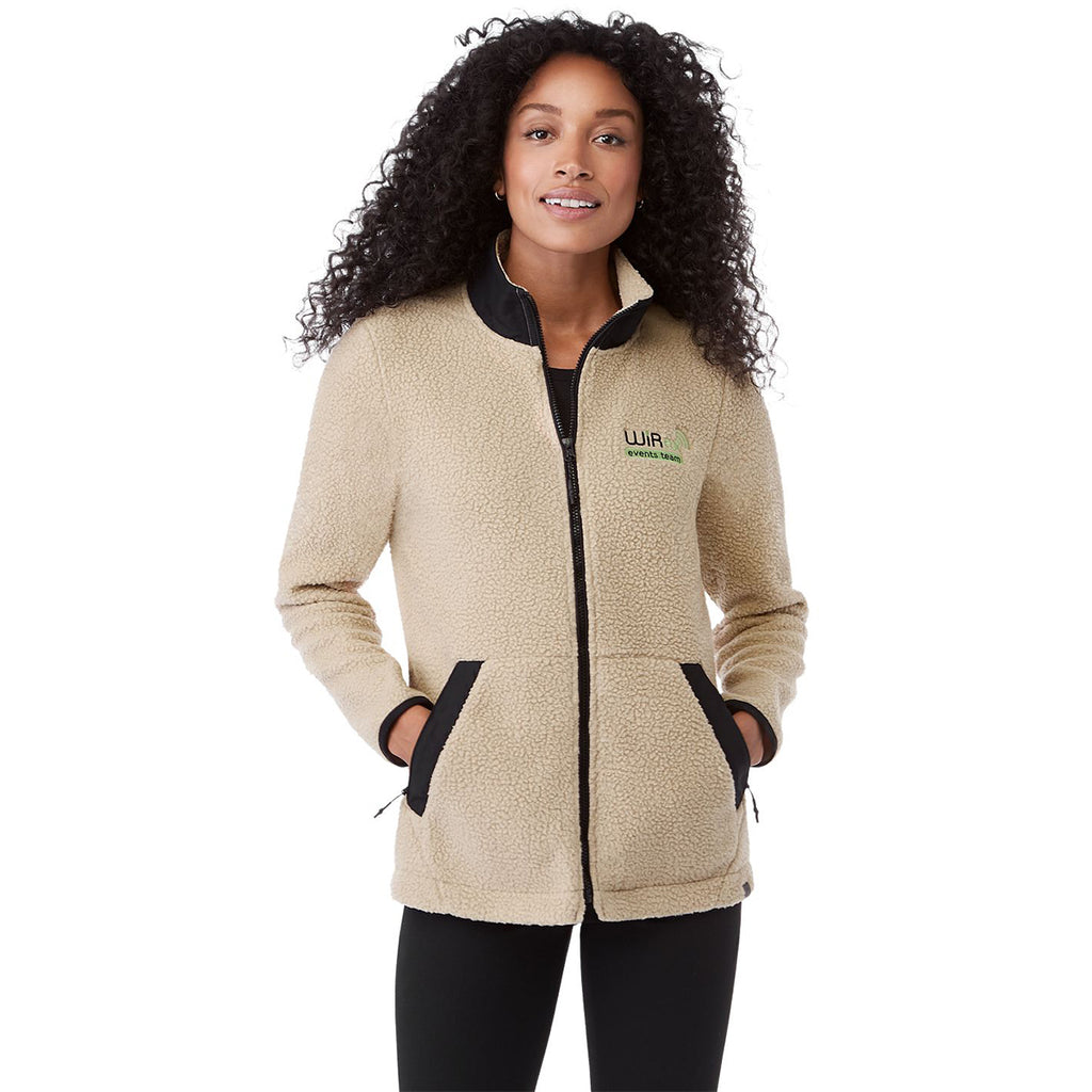 Trimark Women's Desert Khaki/Black Kahuzi Eco Full Zip Sherpa Fleece Jacket