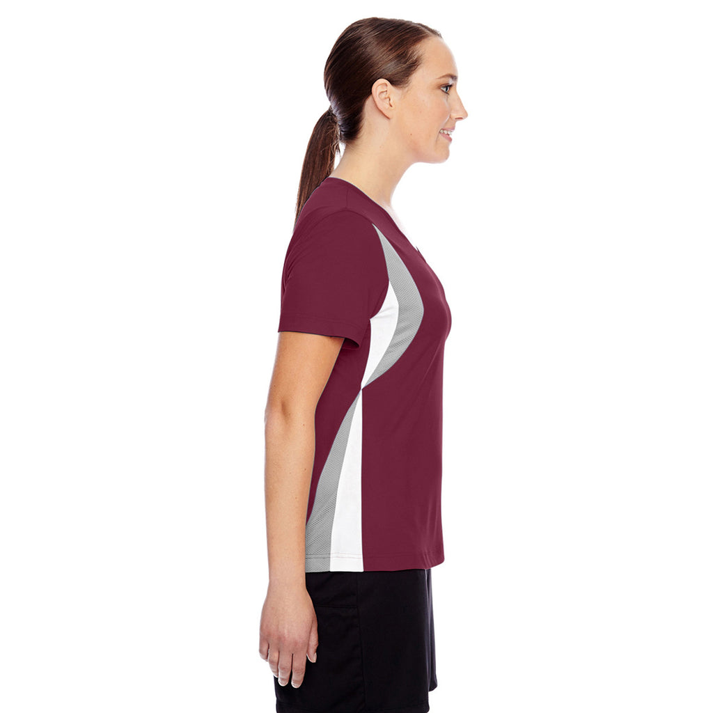 Team 365 Women's Sport Maroon Short-Sleeve Athletic V-Neck Tournament Jersey