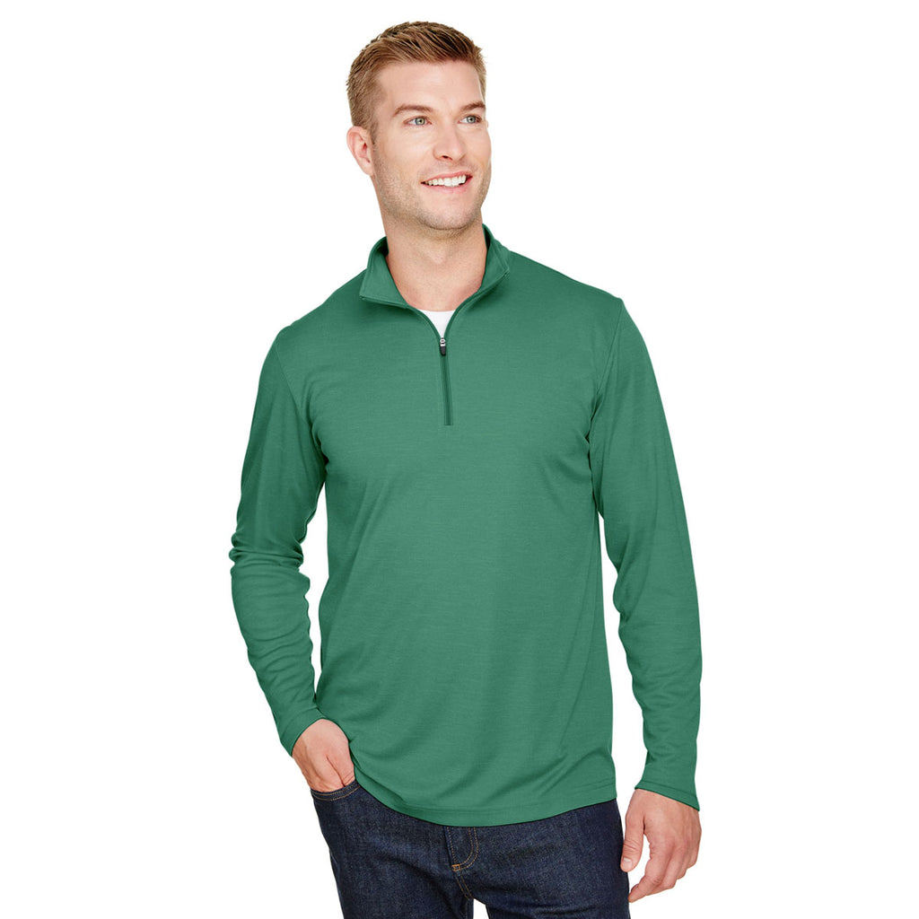 Team 365 Men's Sport Forest Heather Zone Sonic Heather Performance Quarter-Zip