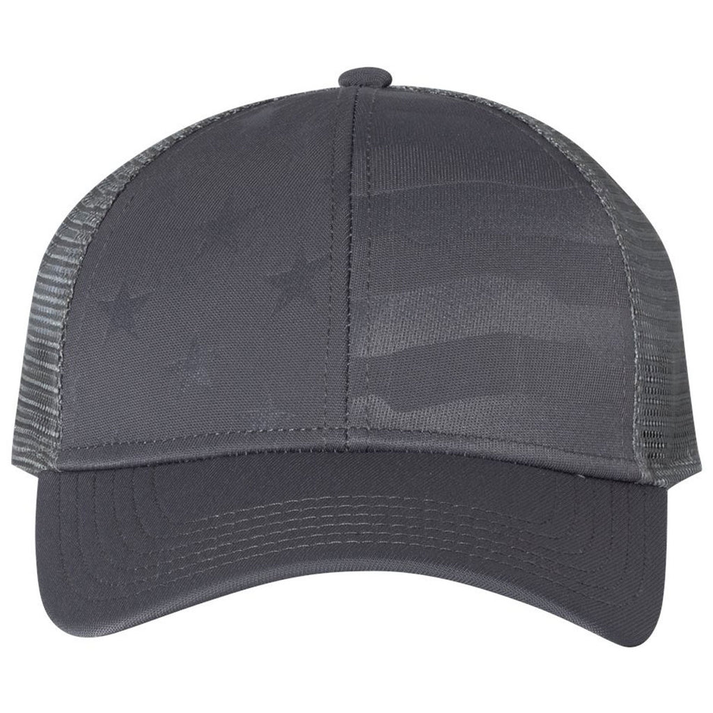 Outdoor Cap Graphite Debossed Stars and Stripes with Mesh Back