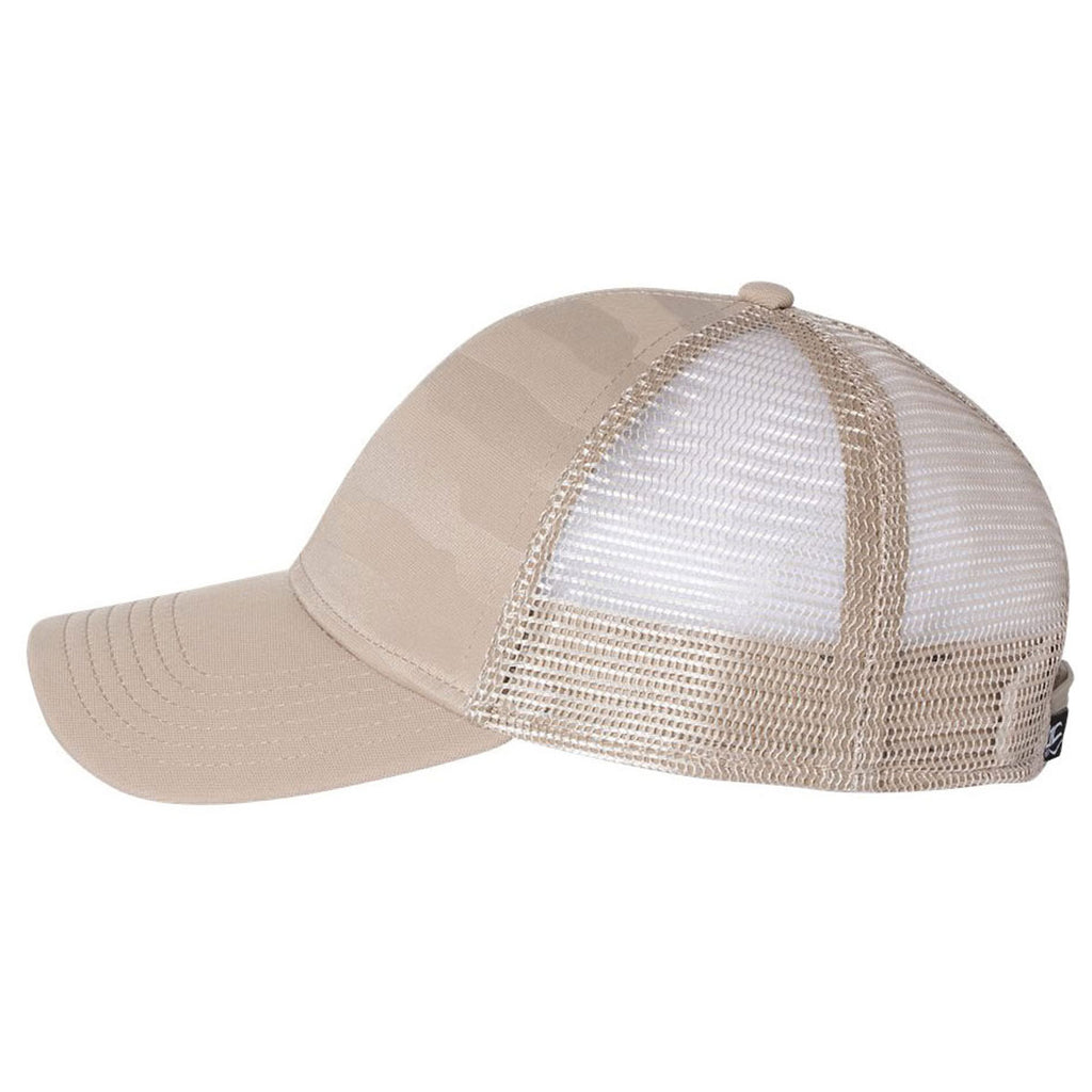 Outdoor Cap Khaki Debossed Stars and Stripes with Mesh Back